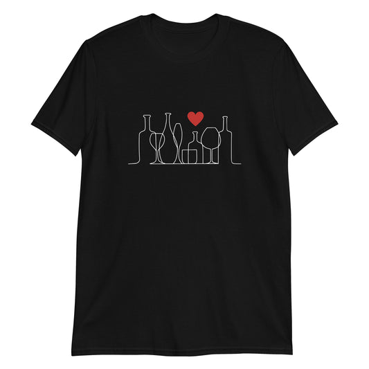 Camiseta unissex 'Amor por vinho' escura