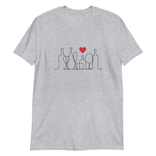 Camiseta unissex 'Amor por vinho' clara